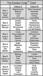 Dr Bradley Nelson Emotion Code Chart